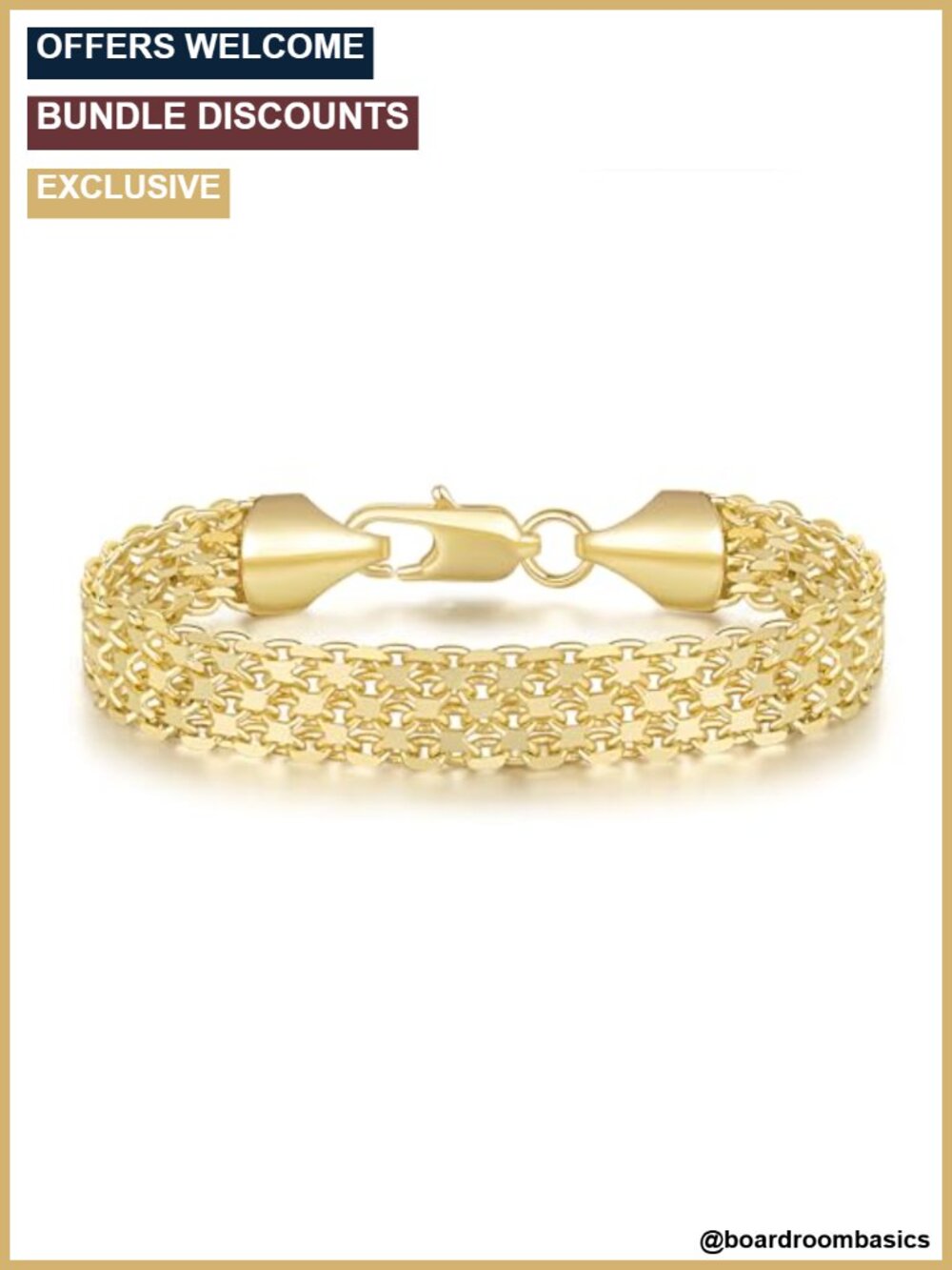 CISSIEPERAL 14K Gold Plated Link Chain Bracelet Women Non Tarnish